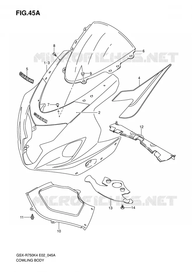 CARENAGES - ETIQUETTES (MODELE K5) Suzuki MOTO 750 GSX-R 2005  GSX-R750XK5(E2)