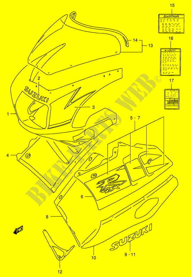 CARENAGES   ETIQUETTES (MODELE N 0UL) pour Suzuki GSX-R 400 1990