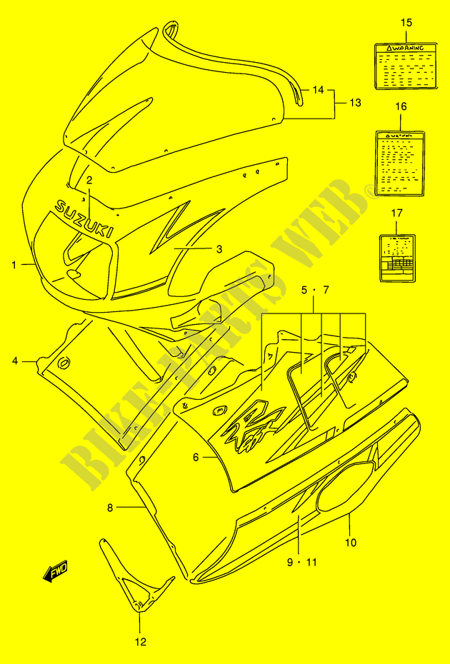 CARENAGES   ETIQUETTES (MODELE N N67) pour Suzuki GSX-R 400 1990