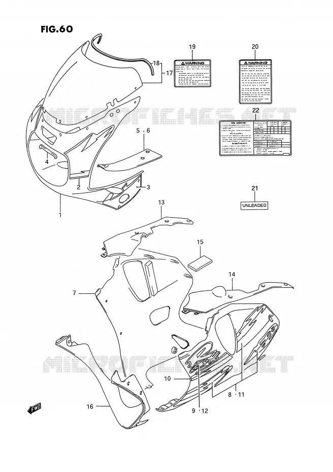 CARENAGES - ETIQUETTES (MODELE P M18,A5L) Suzuki MOTO 750 GSX-R 1993  GSX-R750WP(E2)