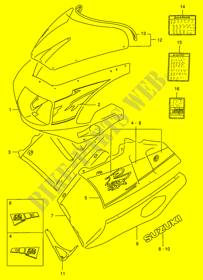 CARENAGES   ETIQUETTES (MODELE R 33J) pour Suzuki GSX-R 400 1990