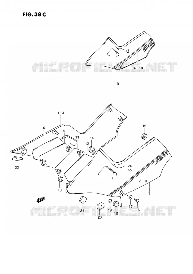 CARENAGES ARRIERE  (MODELE M) Suzuki MOTO 1100 GSX-F 1992  GSX1100FN(E2)