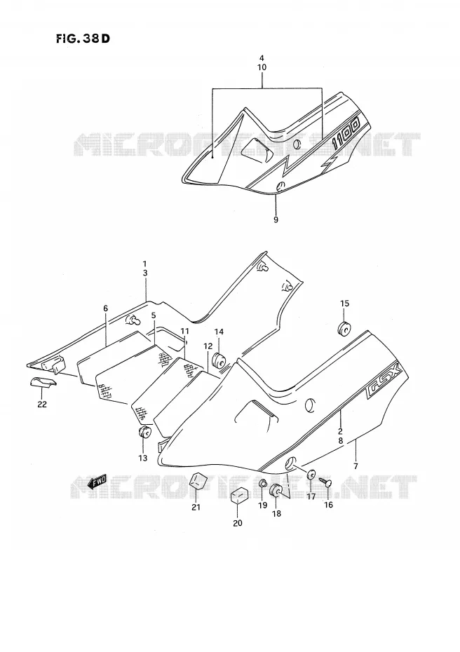 CARENAGES ARRIERE  (MODELE N/P/R) Suzuki MOTO 1100 GSX-F 1993  GSX1100FP(E2)