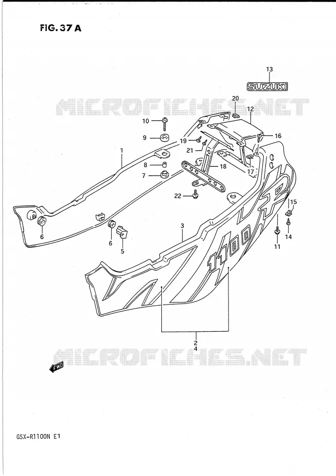 CARENAGES ARRIERE  (MODELE N) Suzuki MOTO 1100 GSX-R 1991  GSX-R1100M(E1)