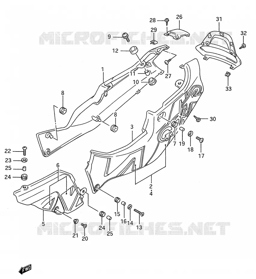 CARENAGES ARRIERE  (MODELE N) Suzuki MOTO 750 GSX-R 1993  GSX-R750WP(E28)