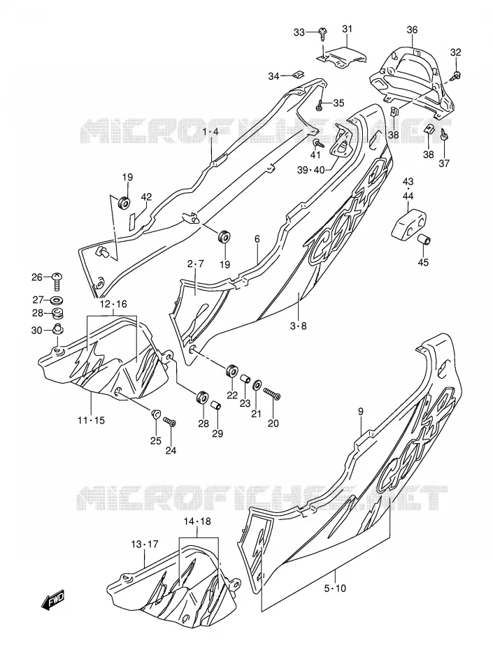 CARENAGES ARRIERE  (MODELE P) Suzuki MOTO 1100 GSX-R 1993  GSX-R1100WP(E28)