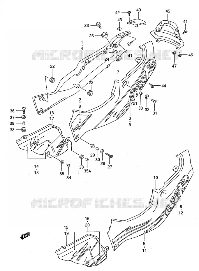CARENAGES ARRIERE  (MODELE P) Suzuki MOTO 750 GSX-R 1993  GSX-R750WP(E28)