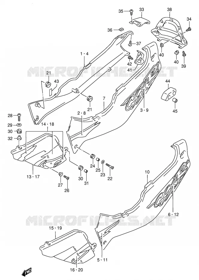 CARENAGES ARRIERE  (MODELE R) Suzuki MOTO 1100 GSX-R 1995  GSX-R1100WS(E2)