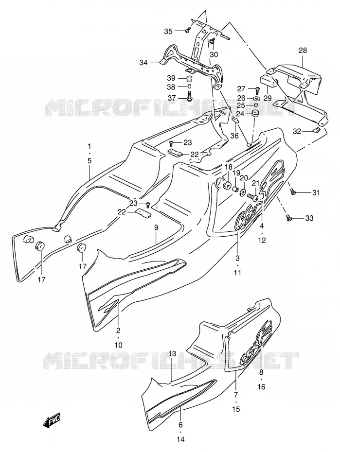 CARENAGES ARRIERE  (MODELE R) Suzuki MOTO 400 GSX-R 1993  GSX-R400RP(E30)