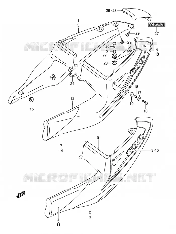 CARENAGES ARRIERE  (MODELE Y FOR L99,BP9,CE2) Suzuki MOTO 600 GSX-R 2000  GSX-R600Y(E2)
