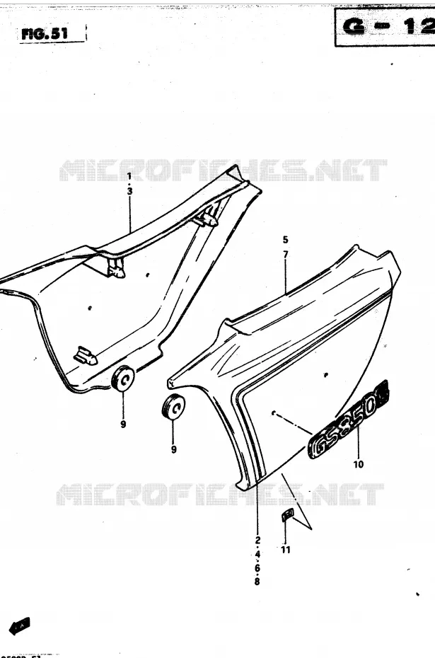 CARENAGES ARRIERE  (MODELE Z) Suzuki MOTO 850 GS 1982  GS850GZ(E1)
