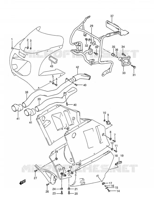 CARENAGES ET SUPPORTS AVANT Suzuki MOTO 1100 GSX-R 1992  GSX-R1100N(E28)