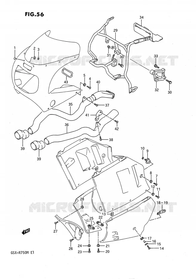 CARENAGES ET SUPPORTS AVANT Suzuki MOTO 750 GSX-R 1991  GSX-R750M(E1)