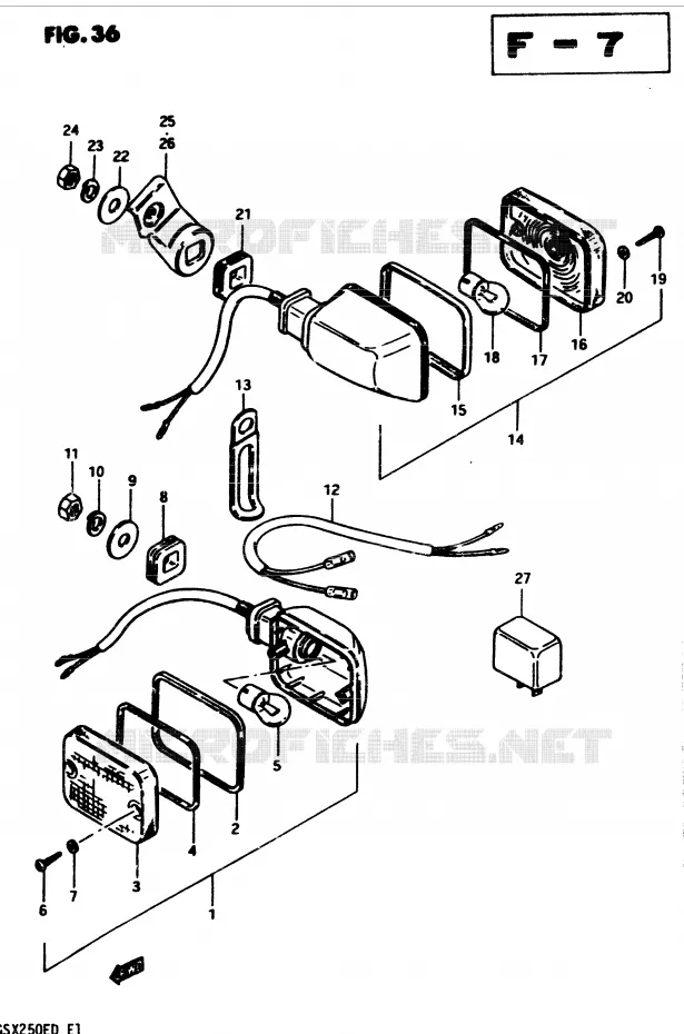 CLIGNOTANTS (E2, E4, E17, E34) Suzuki MOTO 250 GSX 1982  GSX250SZ(Z/D)
