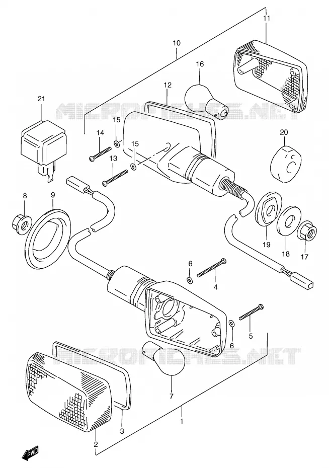CLIGNOTANTS Suzuki MOTO 1200 BANDIT 1999  GSF1200SAX(E2)