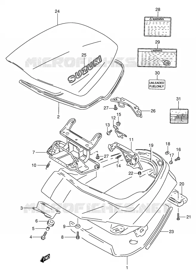COFFRE (MODELE N) Suzuki MOTO 250 GSX 1996  GSX250FT(E24)