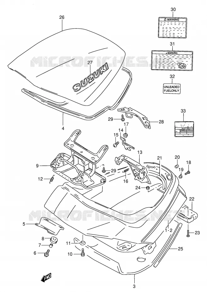 COFFRE (MODELE P/R/T) Suzuki MOTO 250 GSX 1996  GSX250FT(E24)