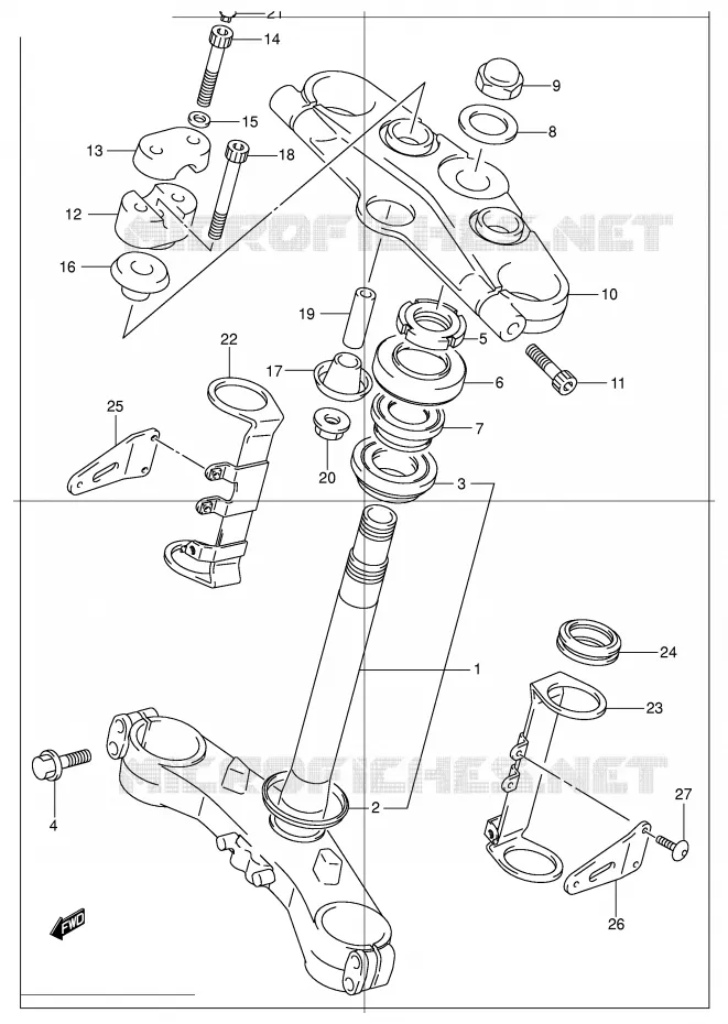 COLONNE DE DIRECTION (GSF1200K1/K2/K3/K4/ZK4/K5/ZK5) Suzuki MOTO 1200 BANDIT 2005  GSF1200SK5(E2)