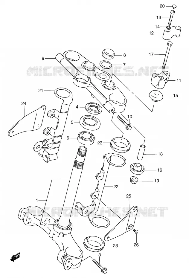 COLONNE DE DIRECTION (GSF1200T/V/W/X/Y/ST/SV/SW/SX/SY) Suzuki MOTO 1200 BANDIT 2000  GSF1200SY(E2)
