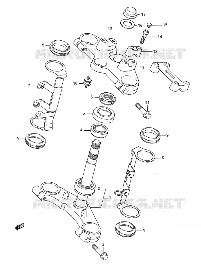 COLONNE DE DIRECTION Suzuki MOTO 400 BANDIT-N 1993  GSF400P(E28)
