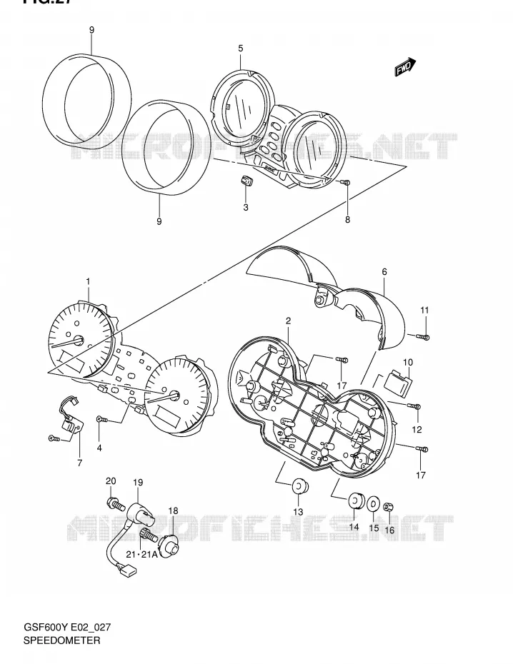 COMPTEUR (GSF600SY/SUY/SK1/SK2/SK3/SK4/SUK1/SUK2/SUK3/SUK4) Suzuki MOTO 600 BANDIT 2002  GSF600SK2(E2)
