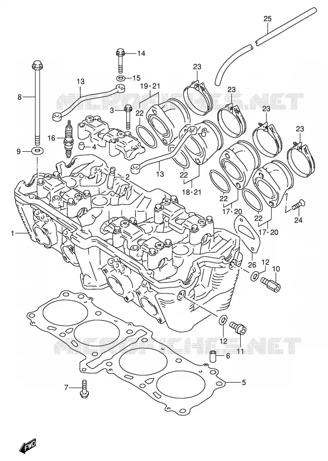 CULASSE (MODELE P/R) Suzuki MOTO 1100 GSX-R 1997  GSX-R1100WV(E2)