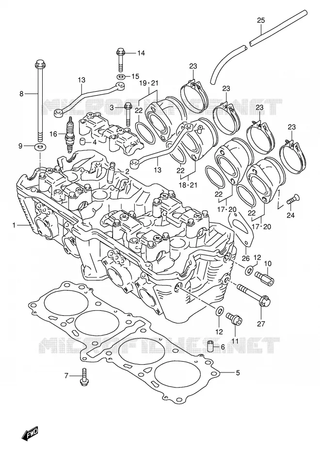 CULASSE (MODELE S/T/V/W) Suzuki MOTO 1100 GSX-R 1994  GSX-R1100WR(E2)