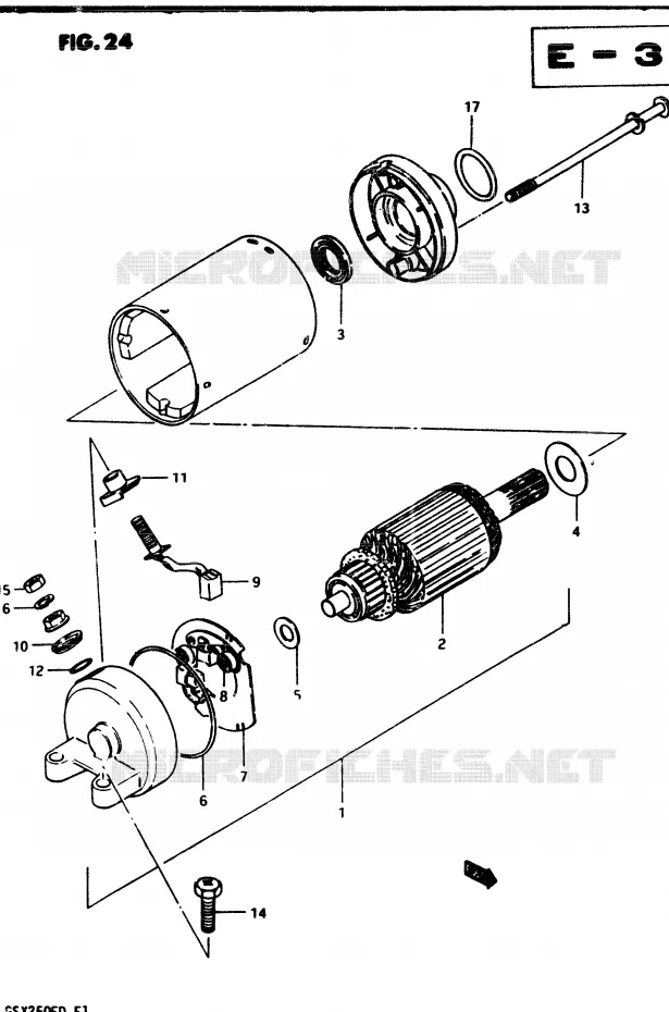 DEMARREUR (MODELE D) Suzuki MOTO 250 GSX 1983  GSX250ESD(Z/D)