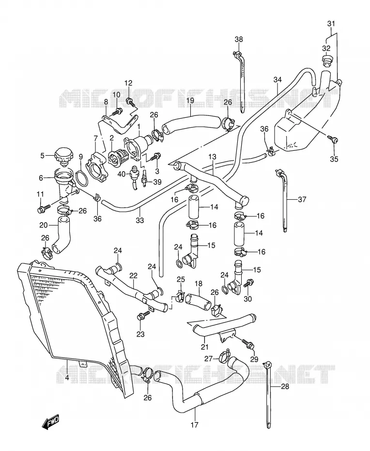 DURITE DE RADIATEUR (MODELE S/T/V/W) Suzuki MOTO 1100 GSX-R 1996  GSX-R1100WT(E28)