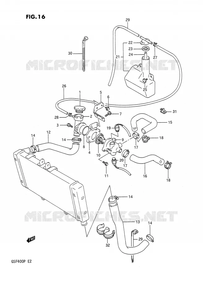 DURITE DE RADIATEUR Suzuki MOTO 400 BANDIT 1991  GSF400M(E2)