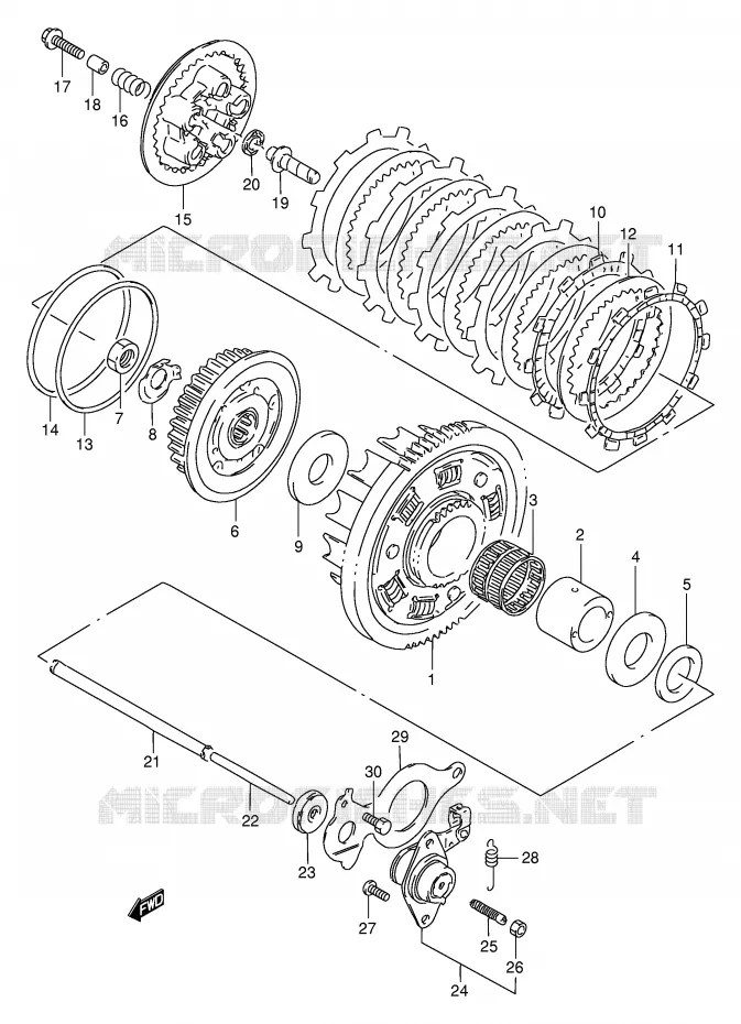 EMBRAYAGE Suzuki MOTO 250 GSX 1996  GSX250FT(E24)