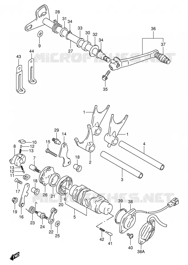 ENSEMBLE DE SELECTION DE VITESSES (MODELE P/R/S) Suzuki MOTO 1100 GSX-R 1997  GSX-R1100WV(E2)