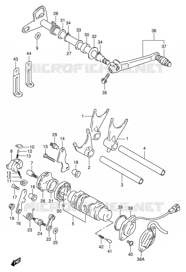 ENSEMBLE DE SELECTION DE VITESSES (MODELE T/V/W) Suzuki MOTO 1100 GSX-R 1996  GSX-R1100WSKT(E2)