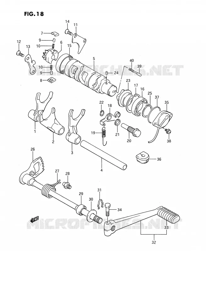 ENSEMBLE DE SELECTION DE VITESSES Suzuki MOTO 1100 GSX-F 1994  GSX1100FR(E2)