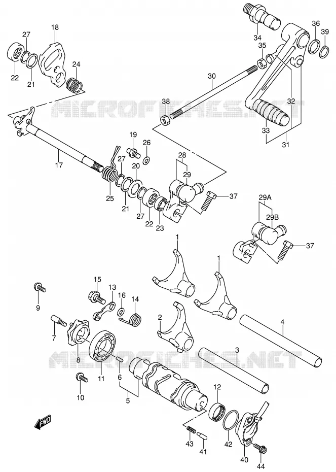 ENSEMBLE DE SELECTION DE VITESSES Suzuki MOTO 1400 GSX 2002  GSX1400U1K2(E2)