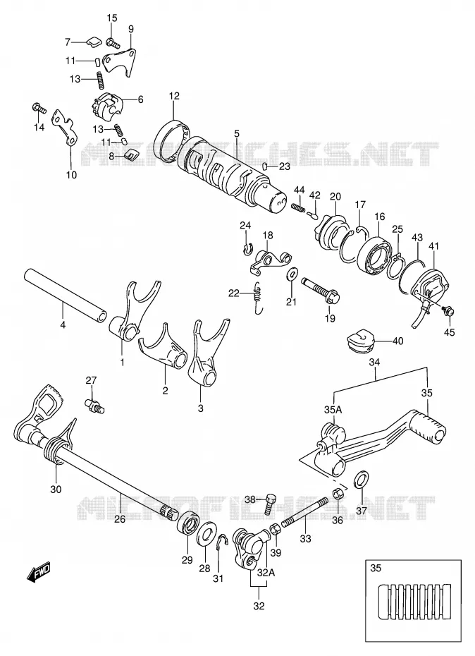 ENSEMBLE DE SELECTION DE VITESSES Suzuki MOTO 600 BANDIT 1995  GSF600S(E02)