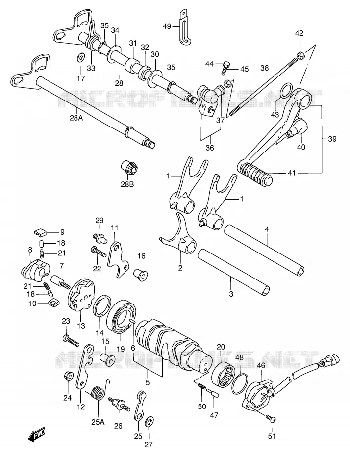 ENSEMBLE DE SELECTION DE VITESSES Suzuki MOTO 750 GSX-R 1997  GSX-R750V(E2)