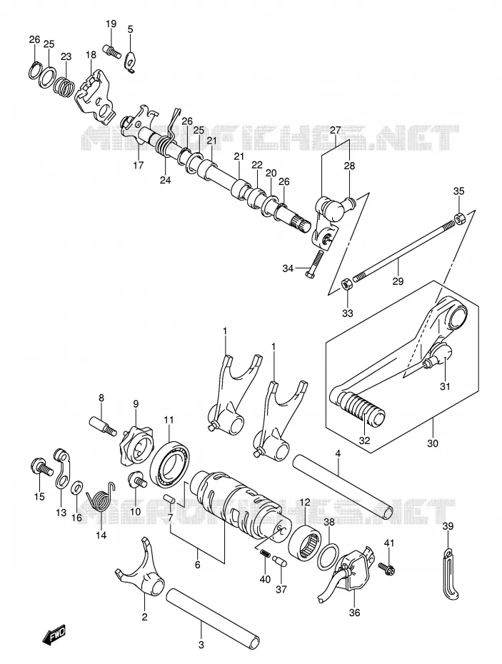 ENSEMBLE DE SELECTION DE VITESSES Suzuki MOTO 750 GSX-R 2004  GSX-R750U2K4(E2)