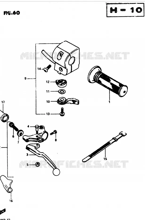 ENSEMBLE POIGNEE GAUCHE Suzuki MOTO 850 GS 1983  GS850GD(E1)