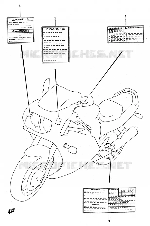 ETIQUETTE Suzuki MOTO 750 GSX-R 1993  GSX-R750WP(E28)