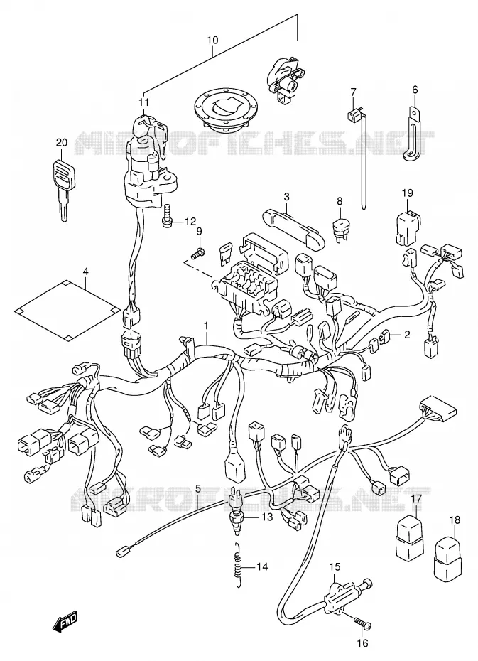 FAISCEAU ELECTRIQUE (GSF1200SAV/SAW/SAX/SAY) Suzuki MOTO 1200 BANDIT 1999  GSF1200SAX(E2)