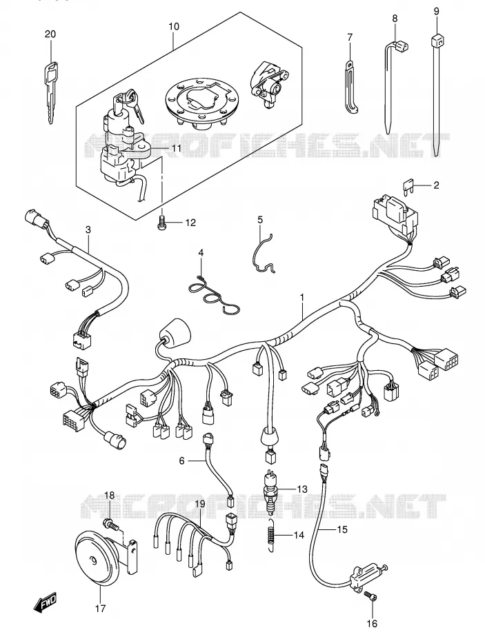 FAISCEAU ELECTRIQUE (GSF1200SK3/SK4/SK5/SZK5) Suzuki MOTO 1200 BANDIT 2003  GSF1200K3(E2)