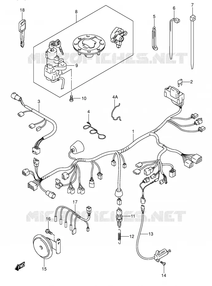 FAISCEAU ELECTRIQUE (GSF600SY/SUY/SK1/SK2/SUK1/SUK2) Suzuki MOTO 600 BANDIT 2004  GSF600UK4(E2)