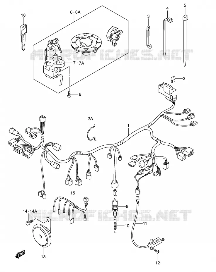 FAISCEAU ELECTRIQUE (GSF600Y/UY/K1/K2/UK1/UK2) Suzuki MOTO 600 BANDIT 2004  GSF600K4(E2)