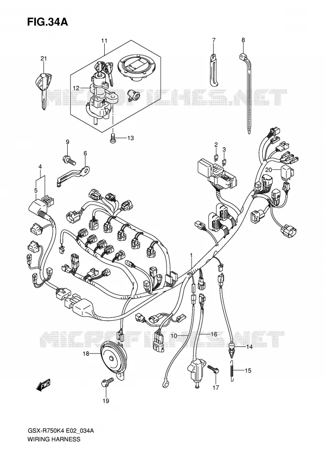 FAISCEAU ELECTRIQUE (GSX-R750XK5/U2XK5) Suzuki MOTO 750 GSX-R 2005  GSX-R750K5(E2)