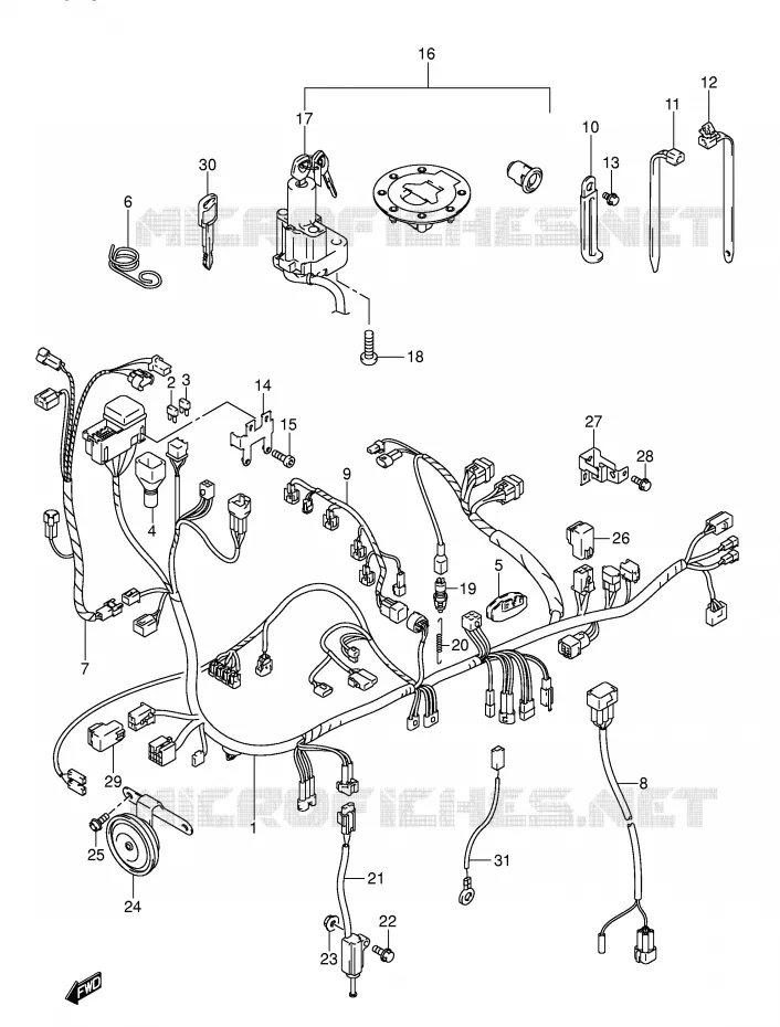 FAISCEAU ELECTRIQUE (MODELE K3) Suzuki MOTO 1300 HAYABUSA 2002  GSX1300RU1K2(E2)