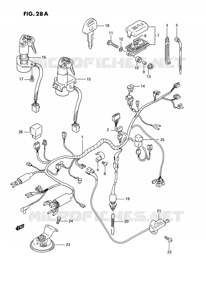 FAISCEAU ELECTRIQUE (MODELE R) Suzuki MOTO 1100 GSX-F 1988  GSX1100FJ(E2)