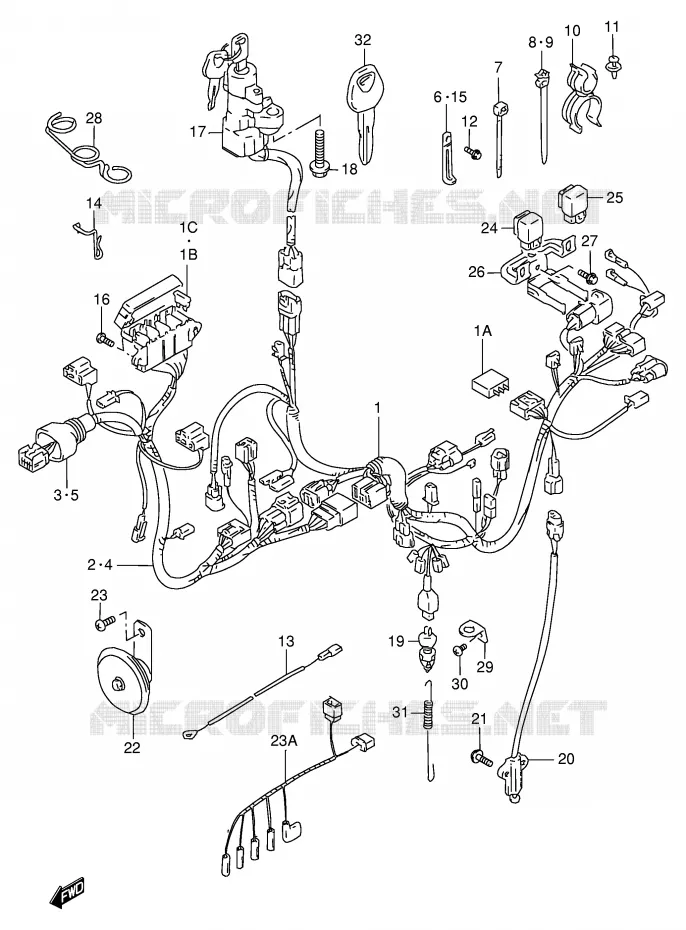 FAISCEAU ELECTRIQUE (MODELE T/V) Suzuki MOTO 750 GSX-R 1998  GSX-R750W(E2)