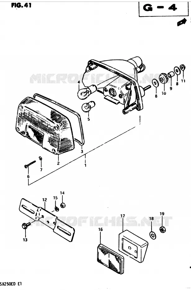 FEU ARRIERE (E17) Suzuki MOTO 250 GSX 1982  GSX250EZ(Z/D)
