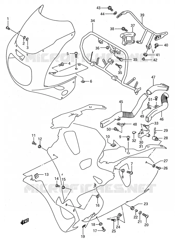 FLANCS DE CARENAGES (MODELE N/P) Suzuki MOTO 750 GSX-R 1995  GSX-R750WS(E28)